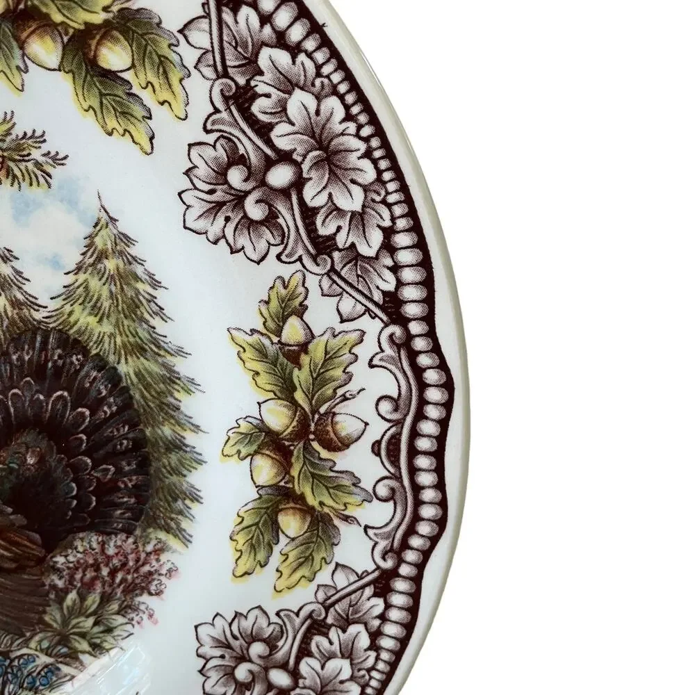 Royal Stafford Thanksgiving Pheasant Salad Plates 8.5in Set of 4 Acorn Trim Fall